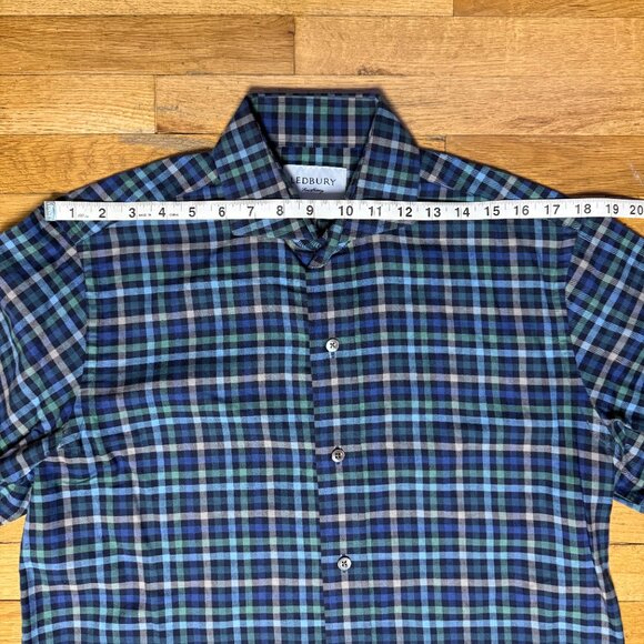 Ledbury Mens Blue Plaid Long Sleeve Button Down Size Medium - Picture 4 of 8